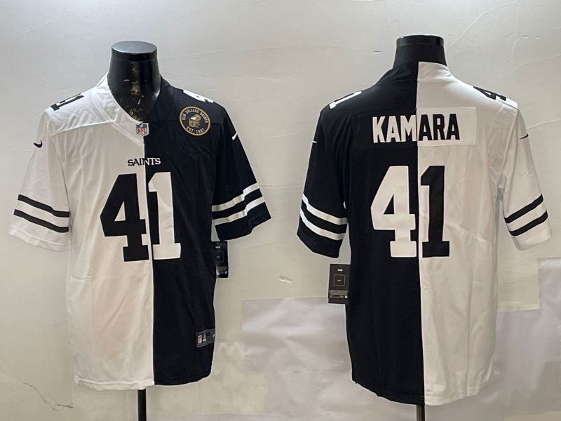 Men New Orleans Saints #41 Kamara White Black Fashion 2025 Nike Limited NFL Jersey style 4->san diego padres->MLB Jersey